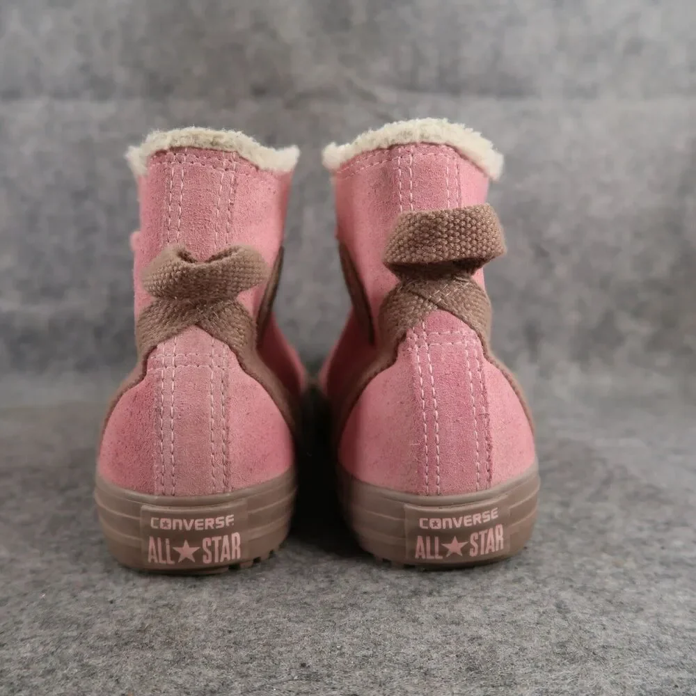 Converse Shoes Kids 6 Sneakers Chuck Taylor All Star Leather Faux Fur Pink Brown
